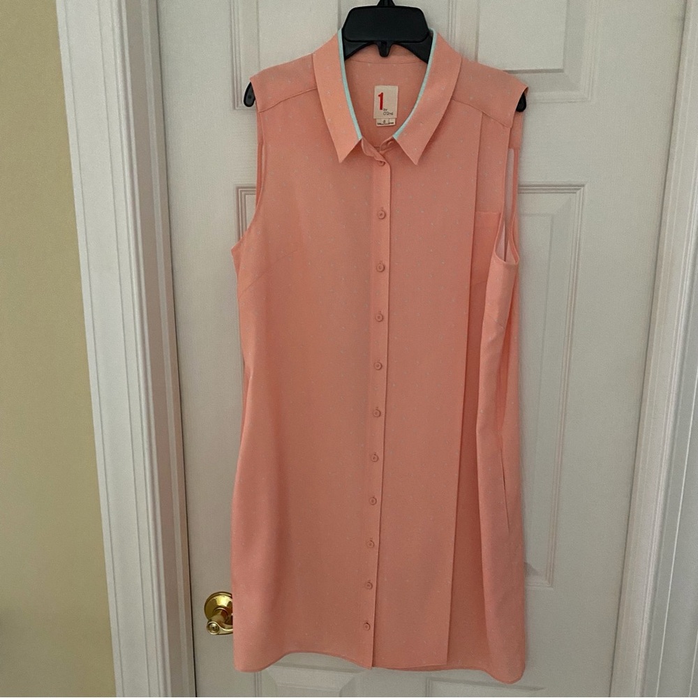 1 by O'2nd Light Peach Sherbet and Aqua Polka Dot Dress